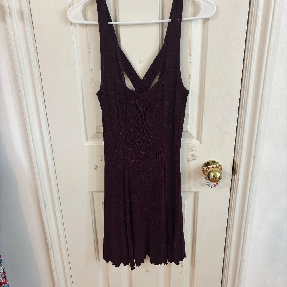 vintage maroon sparkly fit flare dress